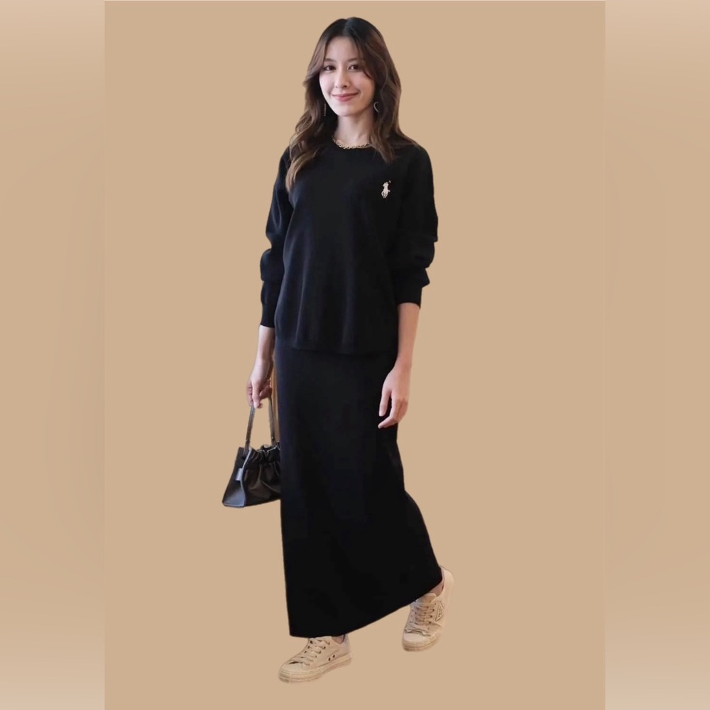 KNITTED COORD SET (Sweater and Skirt) BLACK New